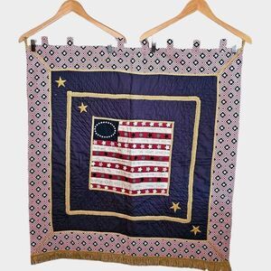 Hand Made Quilted Americana‎ Patriotic Wall Hanging 36" X 36" God Bless America